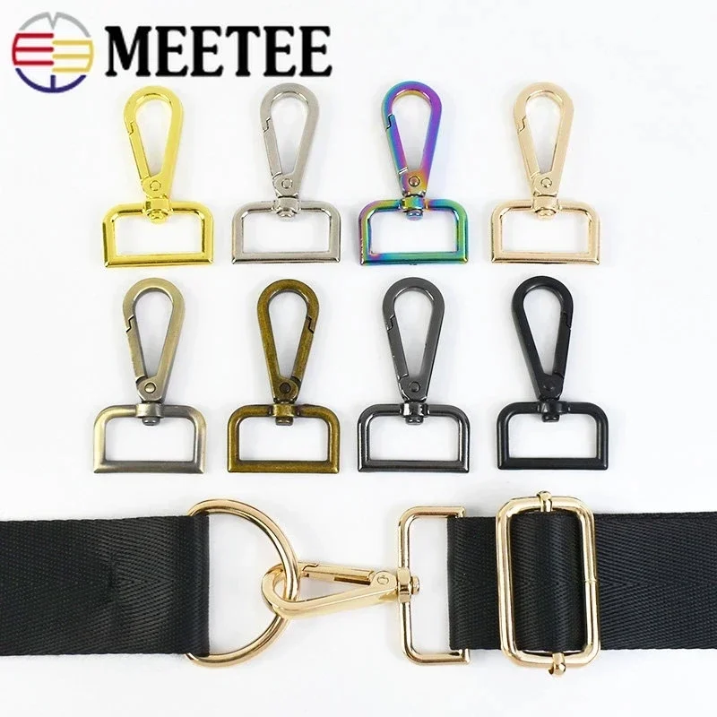 5Pcs Meetee 16-50mm Metal Bag Buckles Carbines Swivel Lobster Clasp Snap Hook Key Chain Strap Clip Leather Hardware Accessories