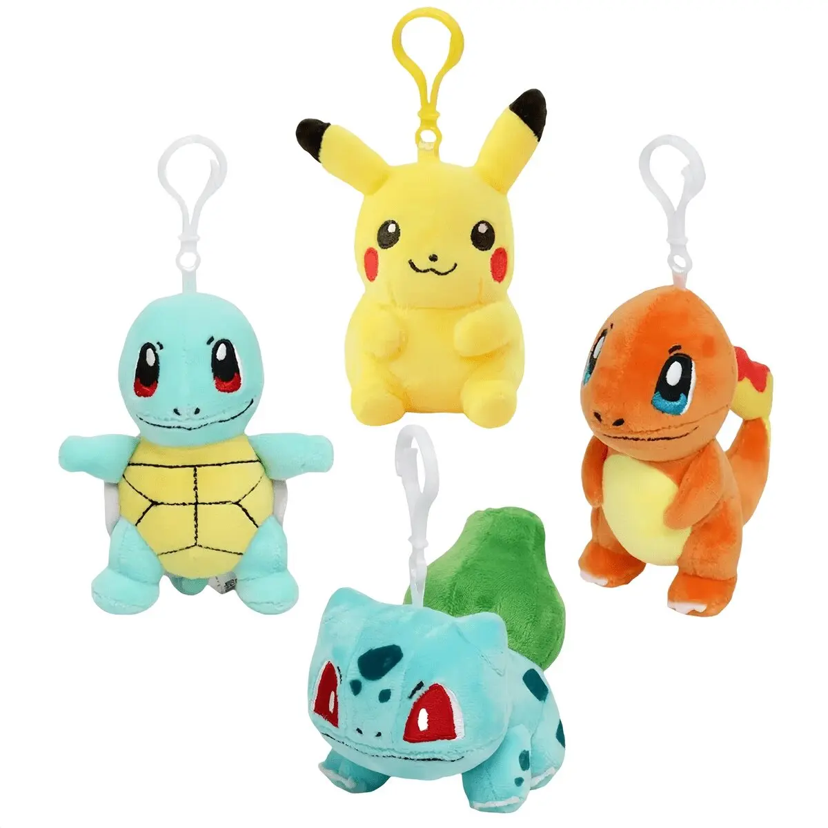 4 Styles Pokemon Stuffed Doll Key Chains Pikachu Charmander Bulbasaur Squirtle Anime Ornaments Kawaii Figures Gift For Birthdays