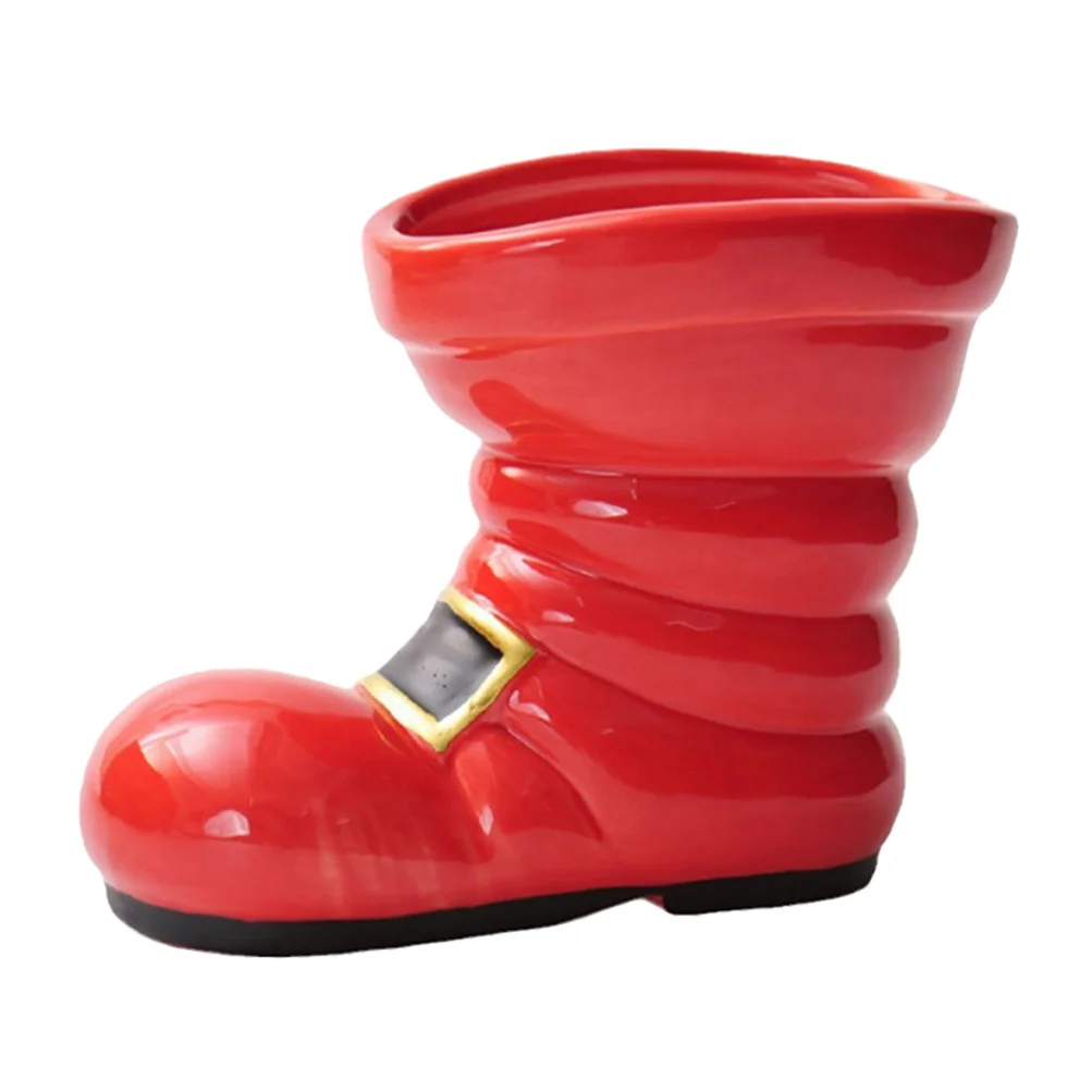 

Ceramic Santa Boots Planter Red Boot Flower Holder Unique Christmas Table Centerpiece Festive Home Decor Festive Santa Planter