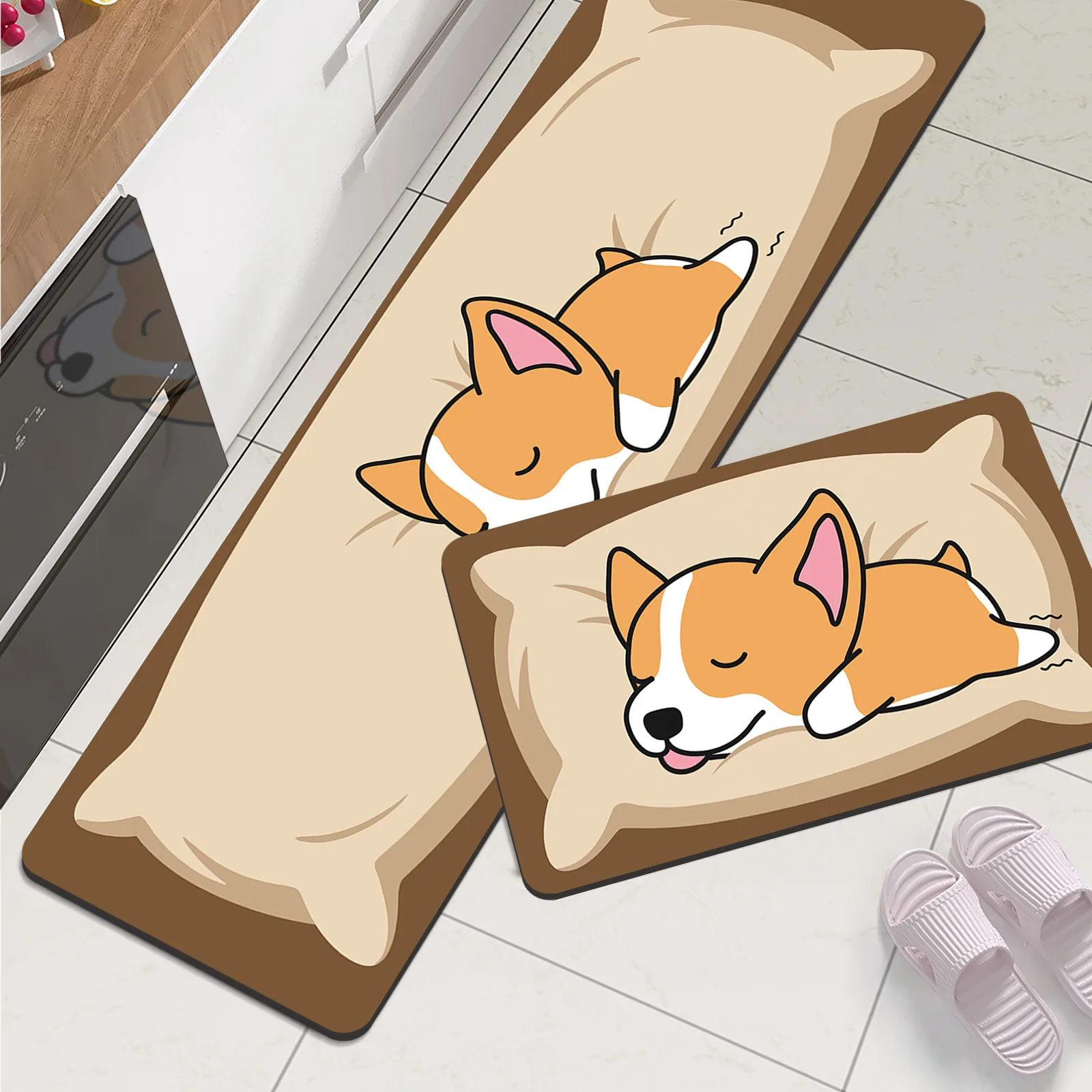 Cartoon Anime Kitchen Floor Mat Waterproof Non-slip Long Area Kitchen Rug For Living Room Hallway Laundry Bath Mat Washable