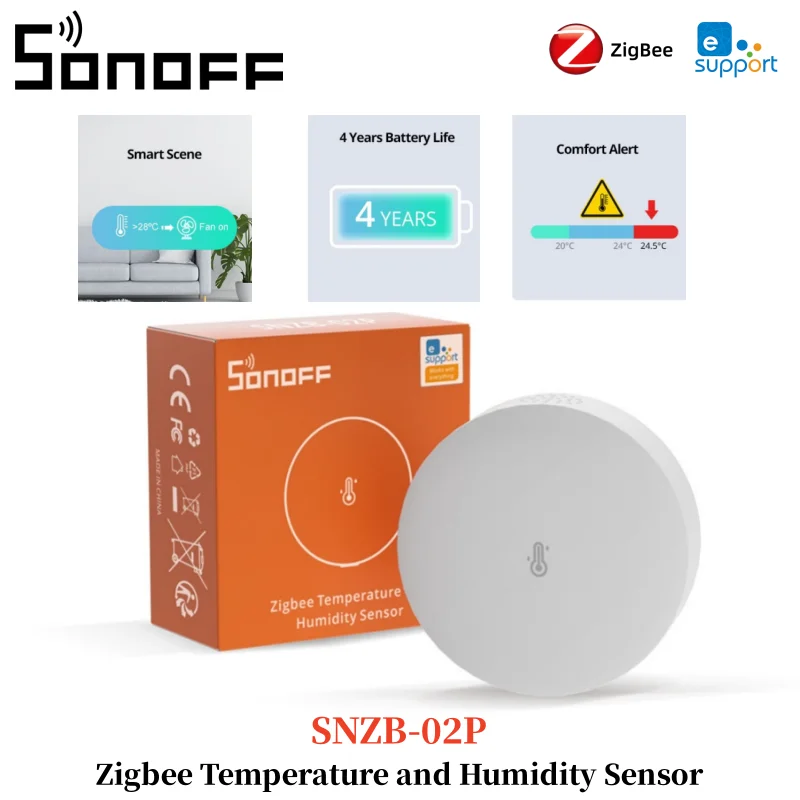 SONOFF SNZB-02P Zigbee Temperature and Humidity Sensor Real-time Data Query High Accuracy & Fast Refresh Ewelink Remote Control