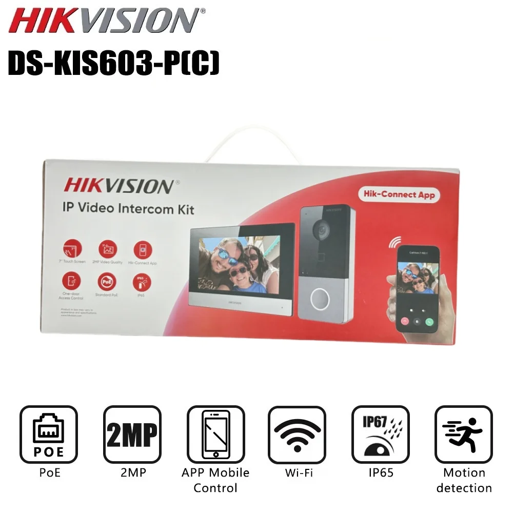 Hikvision DS-KIS603-P(C) Kit videocitofono Microfono incorporato DS-KV6113-WPE1(C) Campanello DS-KH6320-WTE1 Poe Door Station Monitor WIFI