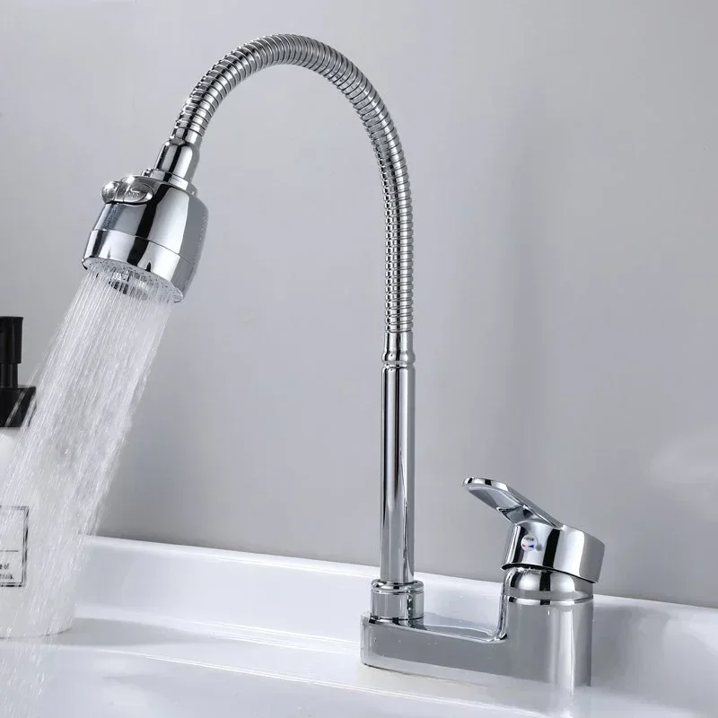 Splash Proof Hot Cold Mixer Tap Kitchen Faucets 360° Rotatable Flexible Bathroom Basin Faucet 2 Mode Stream Spray Tap Home Use