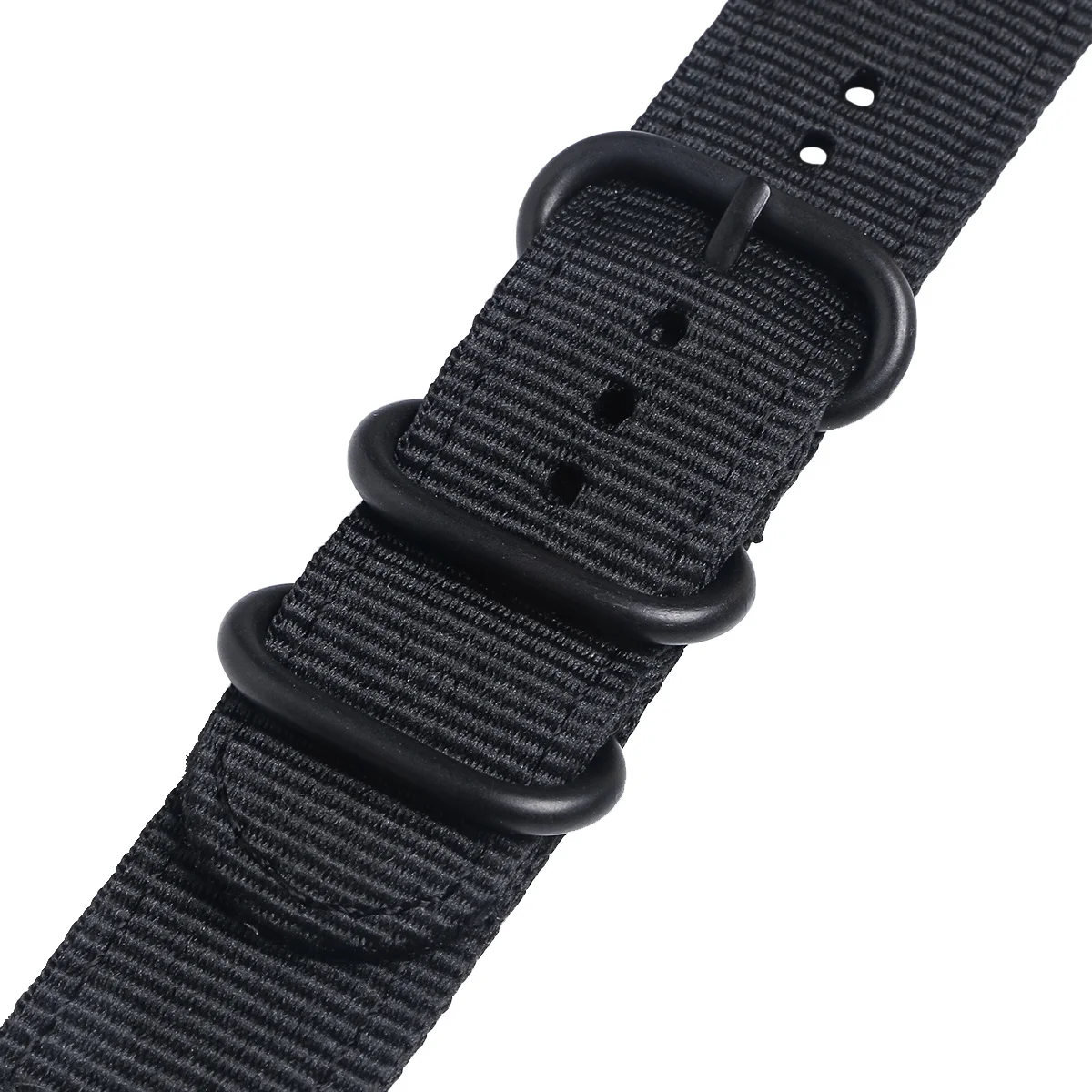 

18mm Watch Strap Webbing Durable 2-Joint Nylon Watch Band Wristband for Watch Replacement (Whole Black)