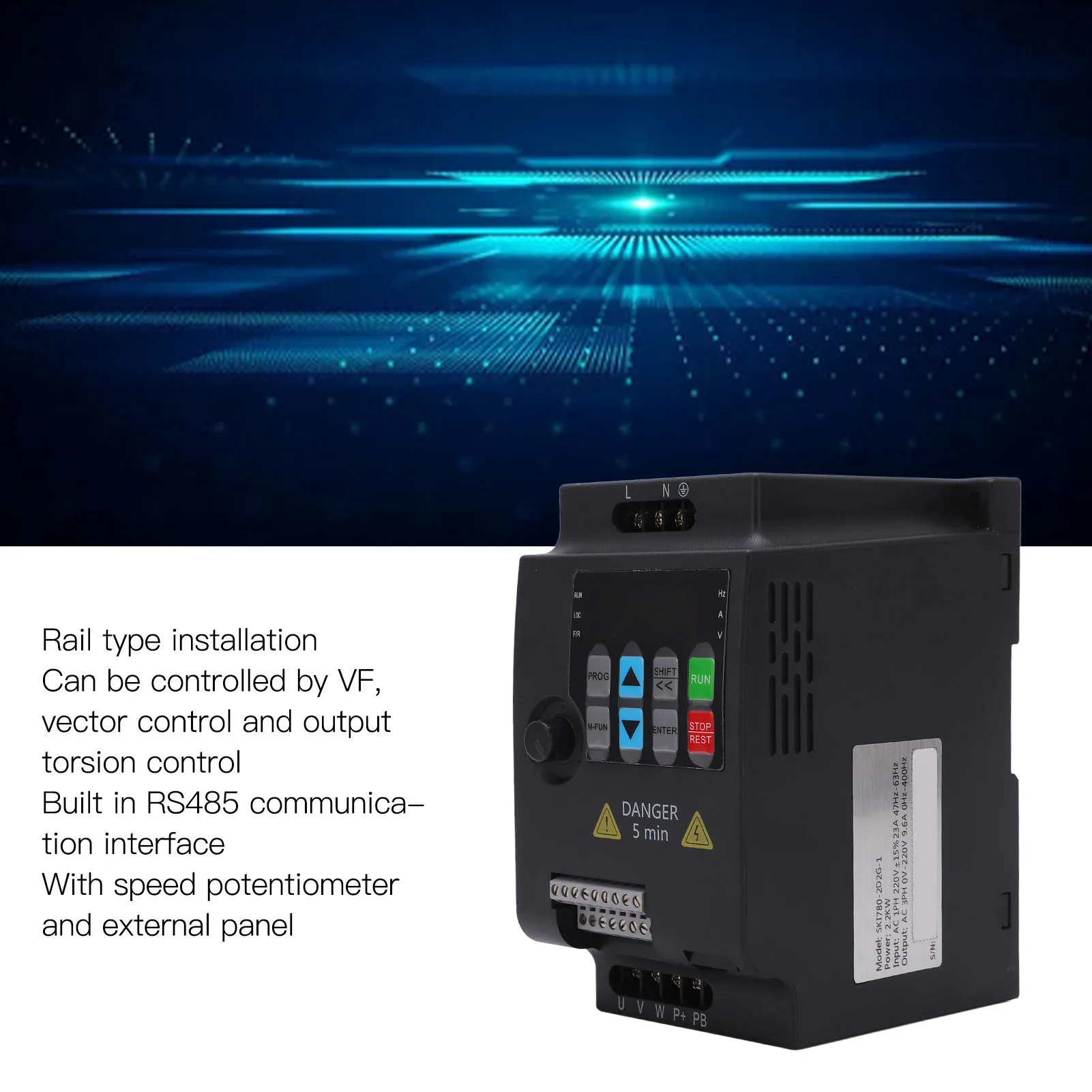 VFD 인버터 가변 주파수 드라이브 2.2KW 단상 ~ 3상 VFD 미니 주파수 인버터 AC 220V 입력 AC 0-220V 출력