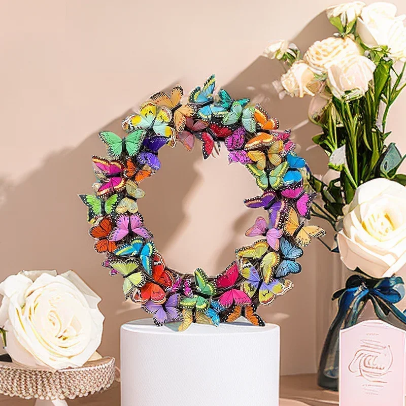 Butterfly simulation wreath with real Vine for decoration, door and wall hanging decoration, room and home decoration, 1pc