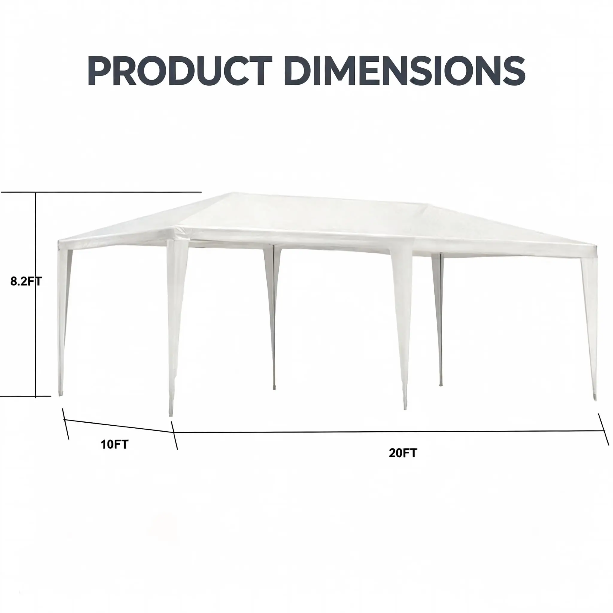 Waterproof Heavy Duty White Canopy Tent Without Sidewalls, Outdoor Gazebo Shelter, Wedding Party Tent for Backyard Patio, Garden, BBQ and Outdoor Events view 3
