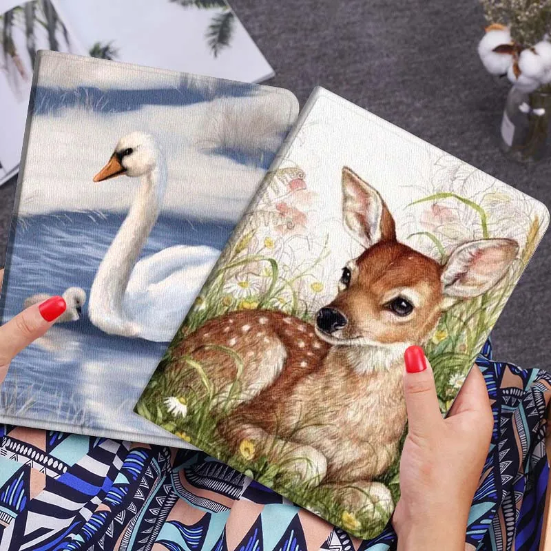 

Cartoon Fawn Grass Field Tablet Case For Lenovo Xiaoxin Legion Pad Tab Pro GT Y700 Gen4 2 11 P11 M10 K10 3rd Plus Gen Gift