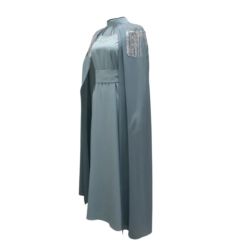 Diamants de luxe Abaya femmes paillettes gland Maxi robe de soirée Marocain caftan cape Abayas dubaï turquie robe robe musulmane Caftan