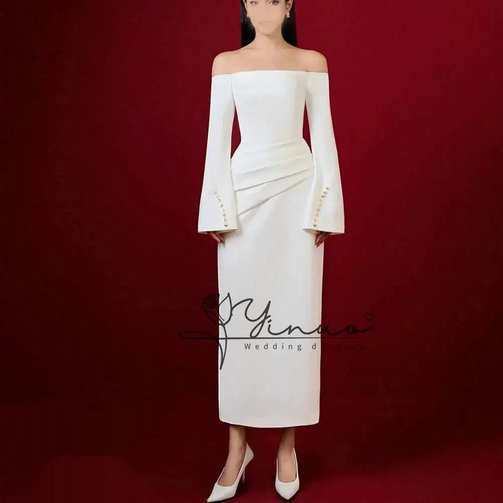 

Prom Dress Full Sleeves With Ankle Length Evening Dress Women Birthday Wedding Party Formal Gowns Arabia