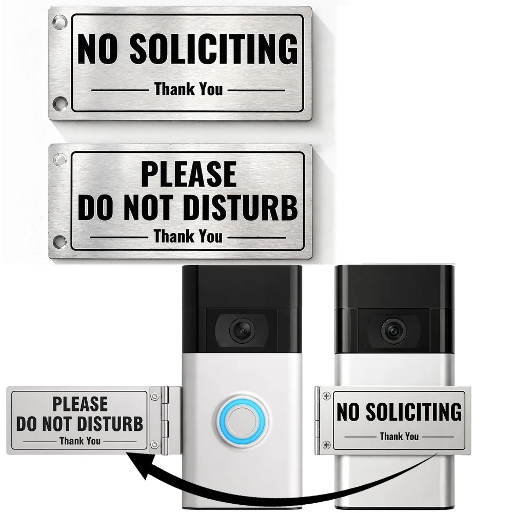 Metal Doorbell Cover No Soliciting Sign for House Universal Fitting Doorbell Cover That Rotates No Soliciting to Do Not Dissturb