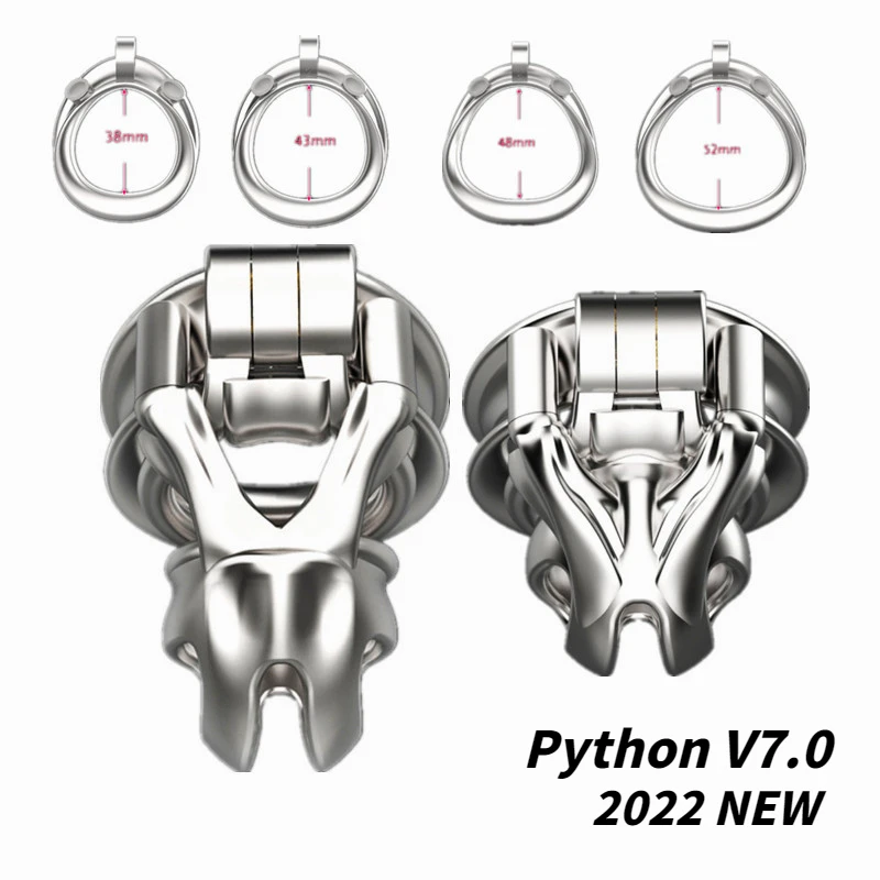 2023 316 Stainless Steel Python V7.0 Chastity Device Sissy Cock Cage Mamba Cages Penis Ring Metal Chastity Belt Sex Toys For Men