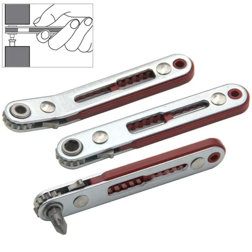 

Multifunctional Bidirectional Forward and Reverse Ratchet Screwdriver Elbow Flat Head Wrench Cross Screwdriver Slotted Tool