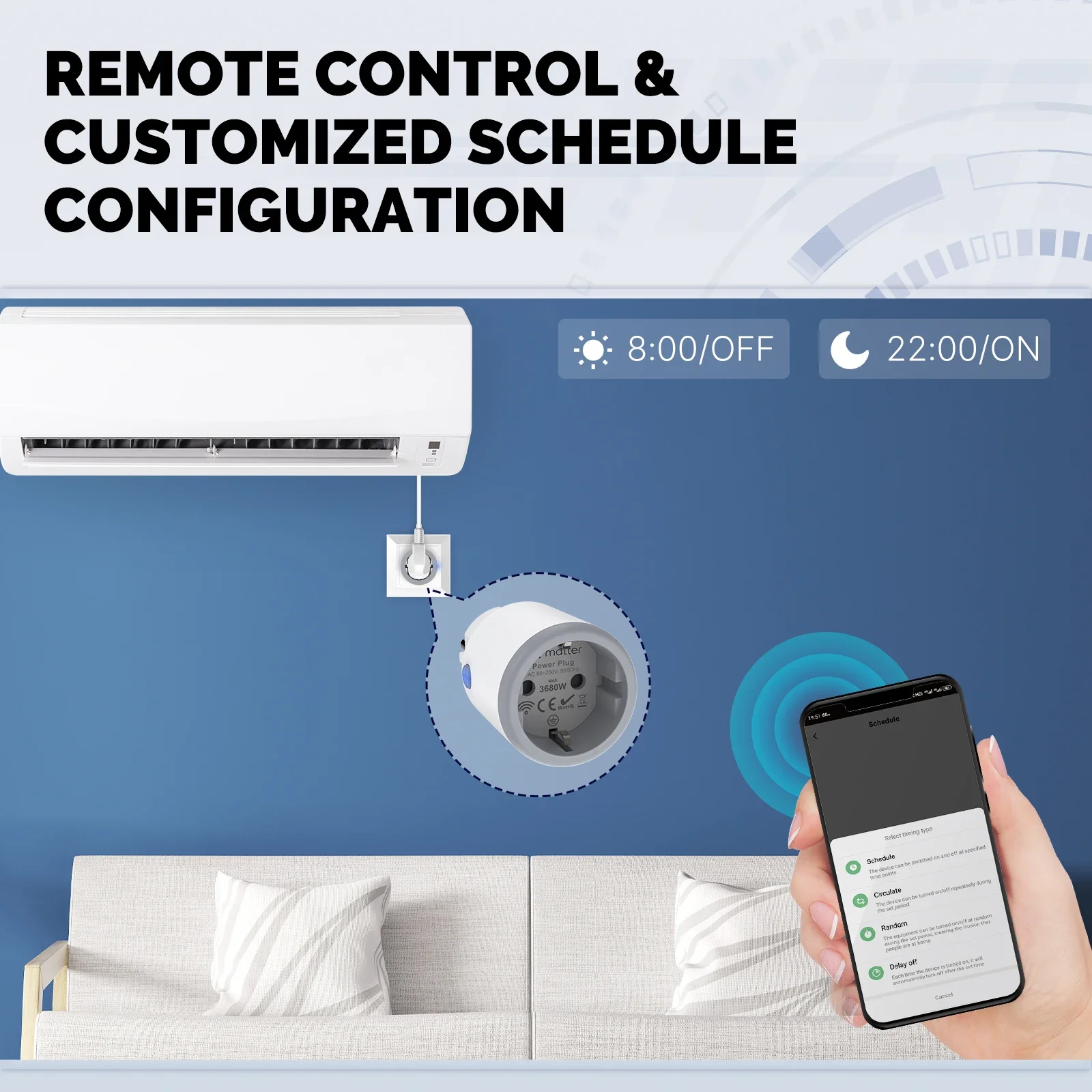 Moes Smart EU/US/UK Stecker Materie WLAN-Buchse 15/16a Timer Steckdose Power Monitor Unterstützung Tuya Apple Homekit mit Google Home Alexa