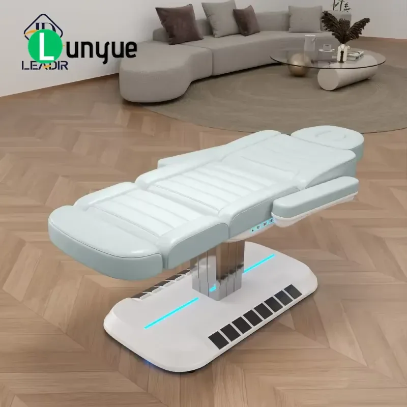 Electric Facial Beauty Bed White Blue Spa Massage Chair Furniture Equipment for Skin Care Treatment Comfortable