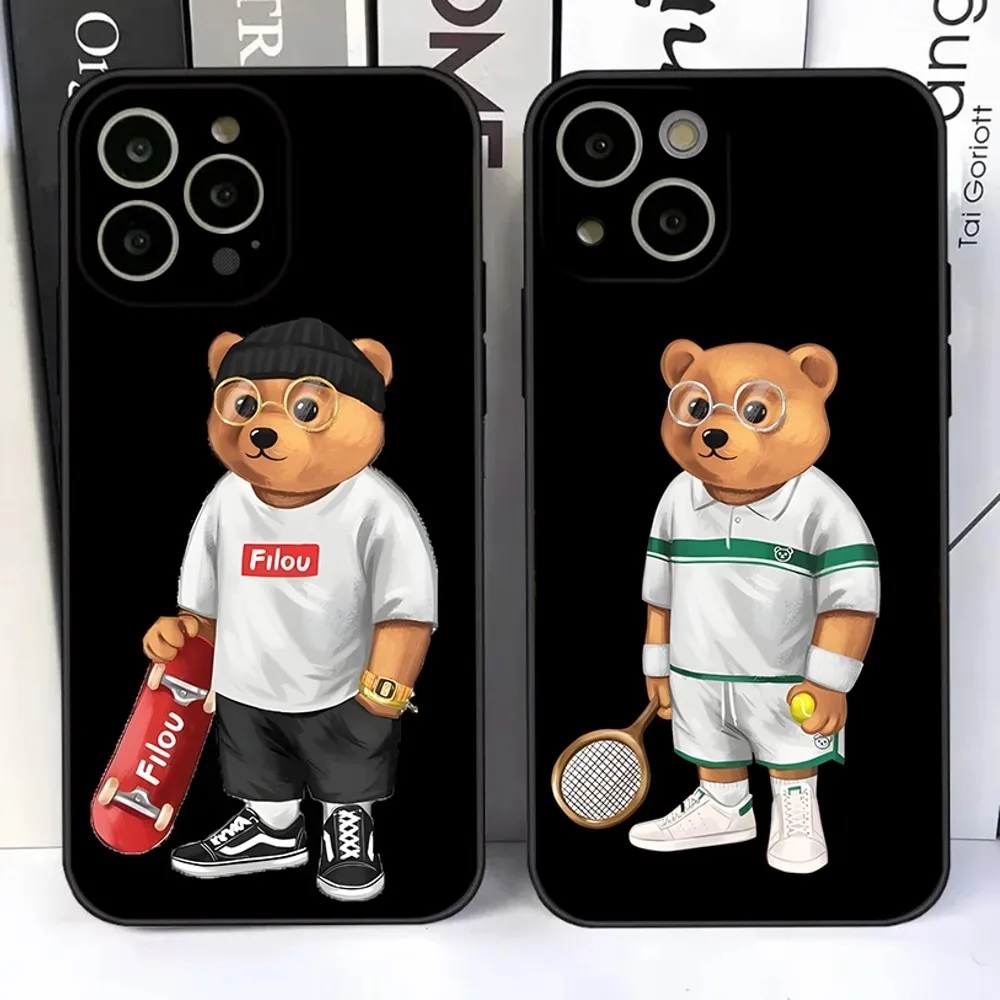 Fashion B-Baron Filou Bear Phone Case For iPhone 15,14,13,12,11 Plus,Pro,Max,XR,XS,X,7,8 Plus,SE,Mini Silicone Soft