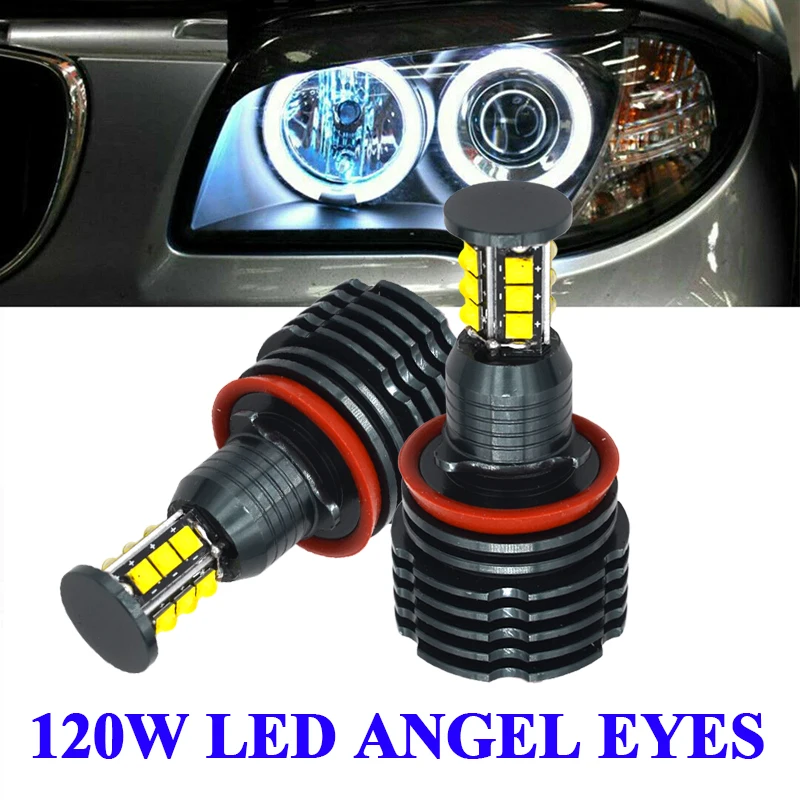

2PCS 120W LED Angel Eyes Canbus Error Free H8 led Lamp 6000K led Marker Light Bulbs for BMW E92 E90 E93 E70 E71 X5 X6 3 Series