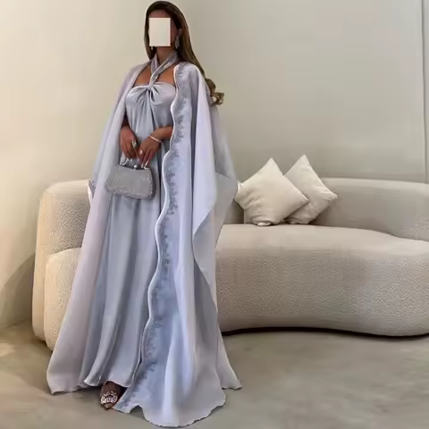 Soft Light Purple Organza Evening Dress Customized Halter Shawl Homecoming Dresses Sparkly Crystal Special Occasion Gowns