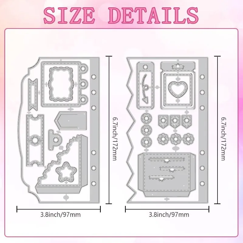 2szt Planner Essentials Wycinanie matryc Plan Folder Strony Wycinanie Stal węglowa Wykrojniki Szablony do kart Scrapbooking Wytłaczanie