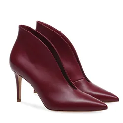 Spring and autumn new pointed shallow leather suede boots thin high-heeled banquet dress customized large-size women's shoes