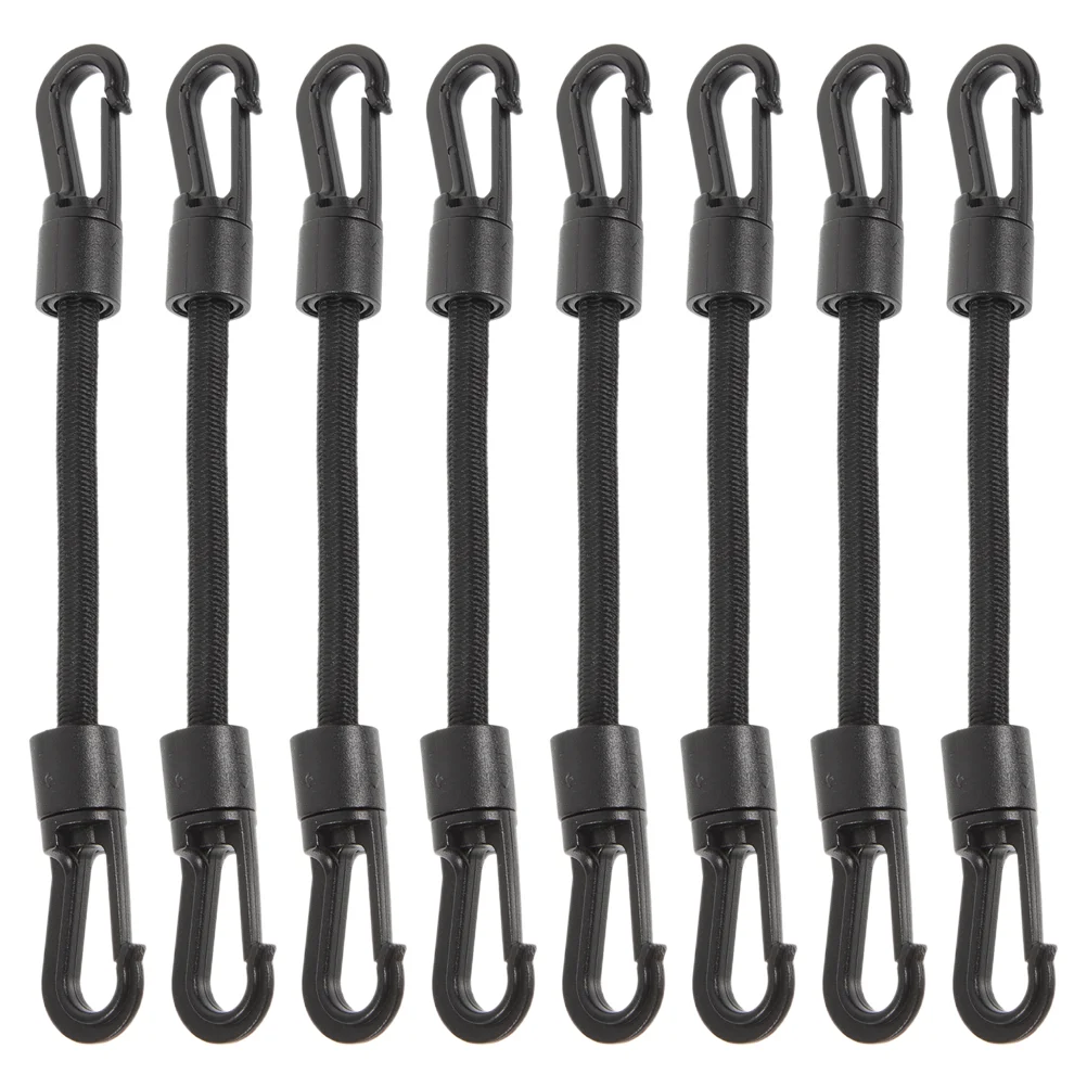 8 Pcs Double-ended Elastic Rope Hook Hooks Kayak Tow Boating Accessories Ties Dock Bungee with Carabiner Head Edge