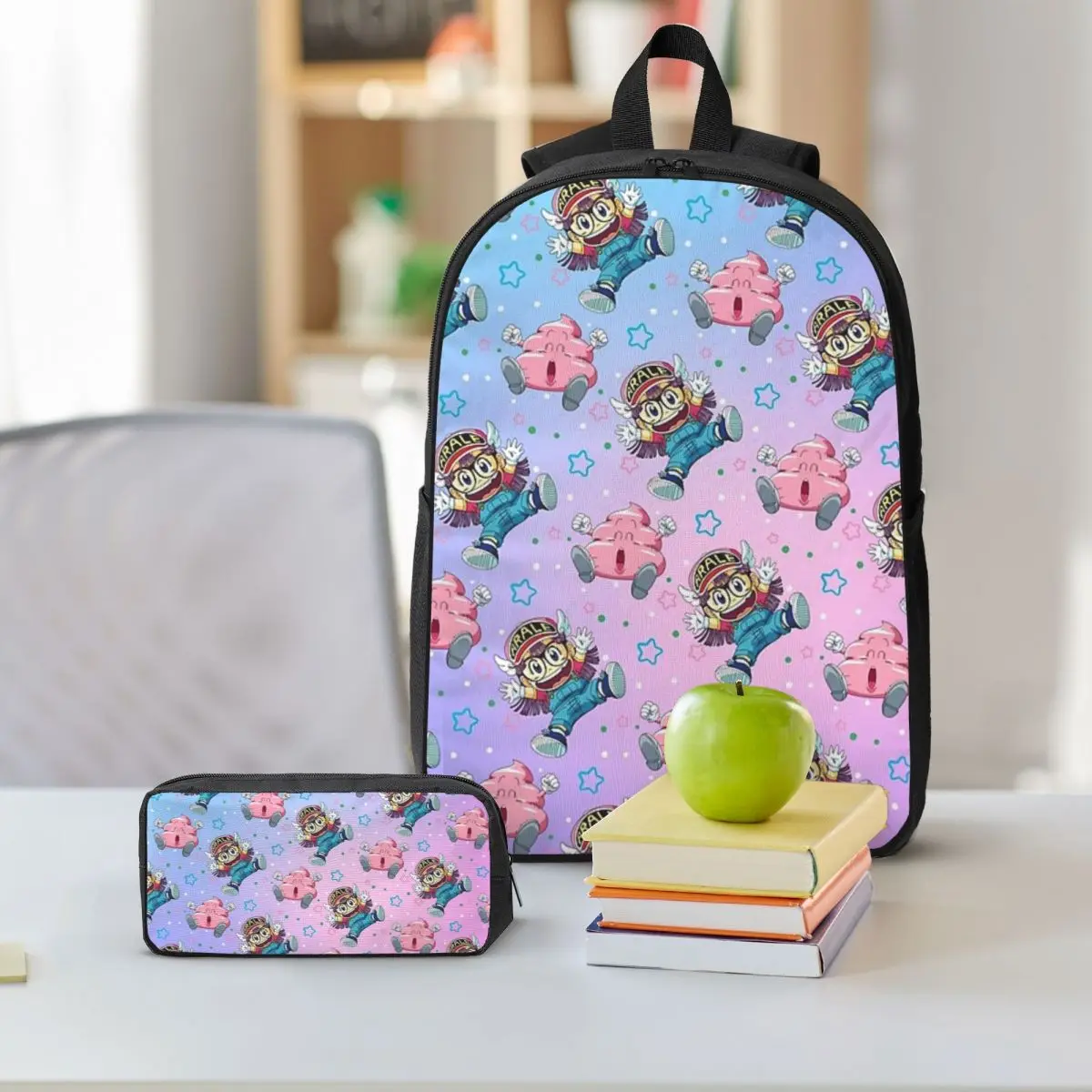 Arale And Poop Dr Slump Zaino Studente Ragazzi Ragazze BookBag Borsa da scuola Borse a tracolla per laptop Borsa da pranzo isolata 3ps Astuccio