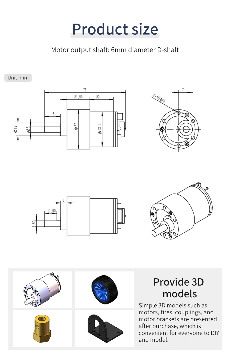 12V 205 Gleichstrom motor mit hohem Drehmoment und Metall getriebe mit Encoder 333 U/min 550 U/min Elektronisches Projekt mit U/min Geschwindigkeit für Balance-Ackerman-Auto – Detail 15
