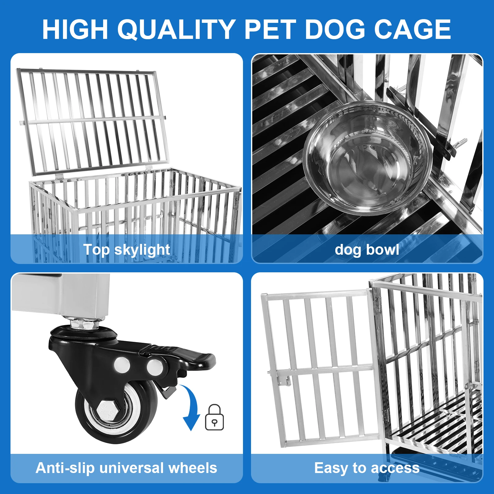 قفص معدني للكلاب سهل التركيب بيت للكلاب مع روضة أطفال بأربعة عجلات للحيوانات الأليفة من أجل روضة منزلية متوسطة/صغيرة قابلة للطي #3