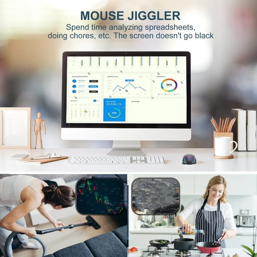 

USB/Type-C 2.4G Wireless Mouse Jiggler Mode Rechargeable Wired Mouse LED Backlit Ergonomic Design Optical Wireless Mouse