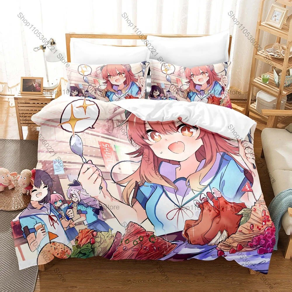 Cool 3PCS The Demon Girl Next Door Pattern Bedding Set Skin Friendly Quilt Cover Pillow Case Single Double Bed Home Bedding Kit