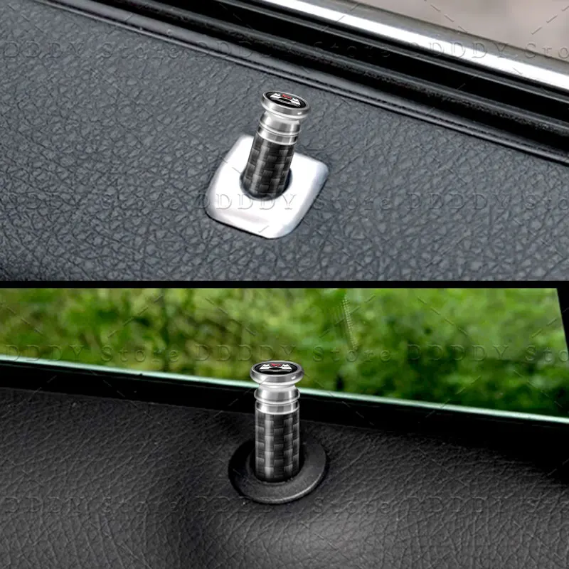 2Pcs Car Wolfsburg Edition Logo Carbon Fiber Security Door Lock Pins Screw Knob Decor For Golf MK4 MK5 MK6 VW Polo Jetta Passat