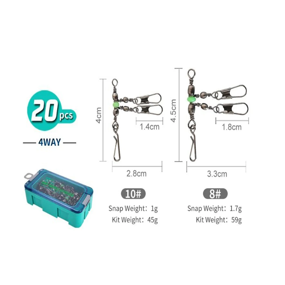 

Luminous Fishing Pin Connector Interlock Snap Bearing Barrel Fishing Swivels 8#/10# High Strength Fishing Snap Tackle Squid Jig