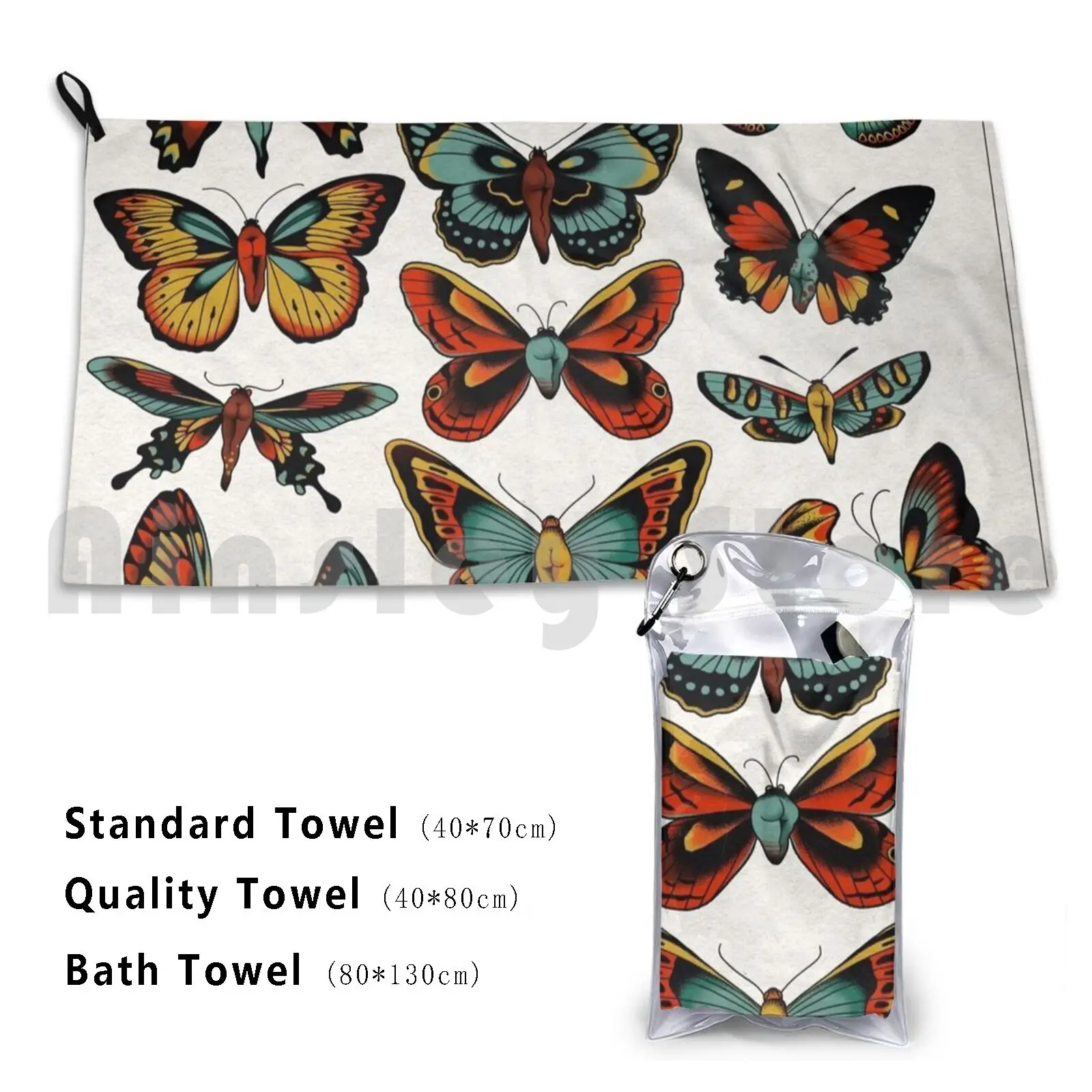 Papillons tatouage traditionnel Flash serviette personnalisée serviette de bain papillons fesses butin tatouage Flash traditionnel