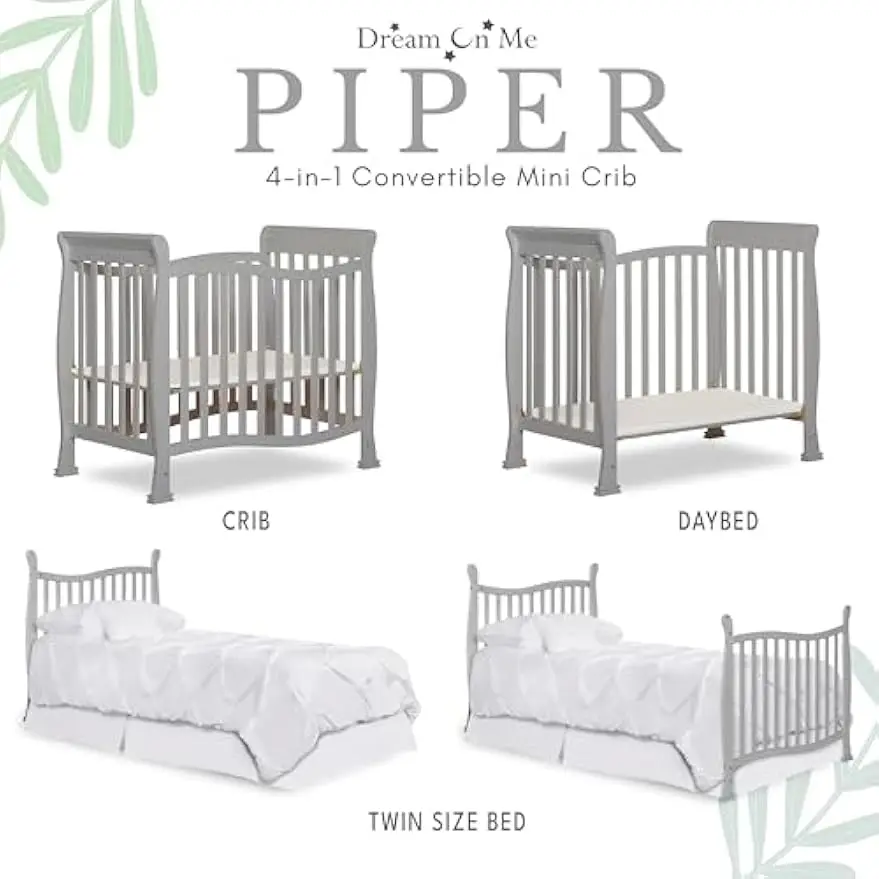 4-in-1 Convertible Mini Baby Crib & Changer with Storage, Adjustable Mattress, Compact Design for Small Spaces