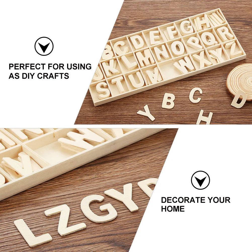 

1Set Wooden English Letters Wood Chips Set Premium Safe Smooth Edges for Early Learning DIY Crafts Home Ornament Table Decor
