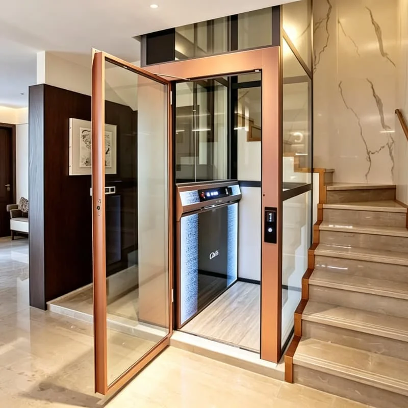 Energy efficient Transparent Glass Wall Panoramic Gearless AC Modern Stainless Steel Passenger Elevator 450-1600Kg Capacity