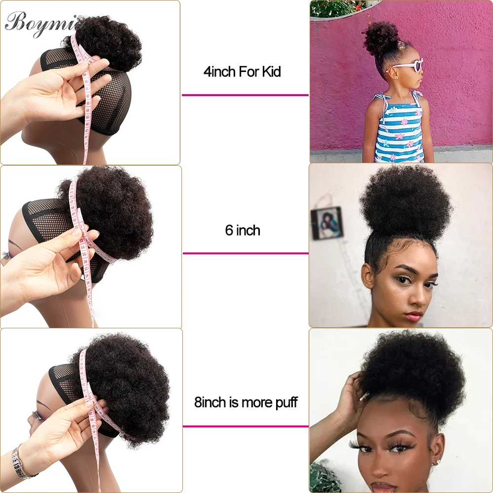 Afro kinky encaracolado rabo de cavalo extensões de cabelo humano pães chignon afro puff cordão encaracolado rabo de cavalo remy cabelo humano para preto