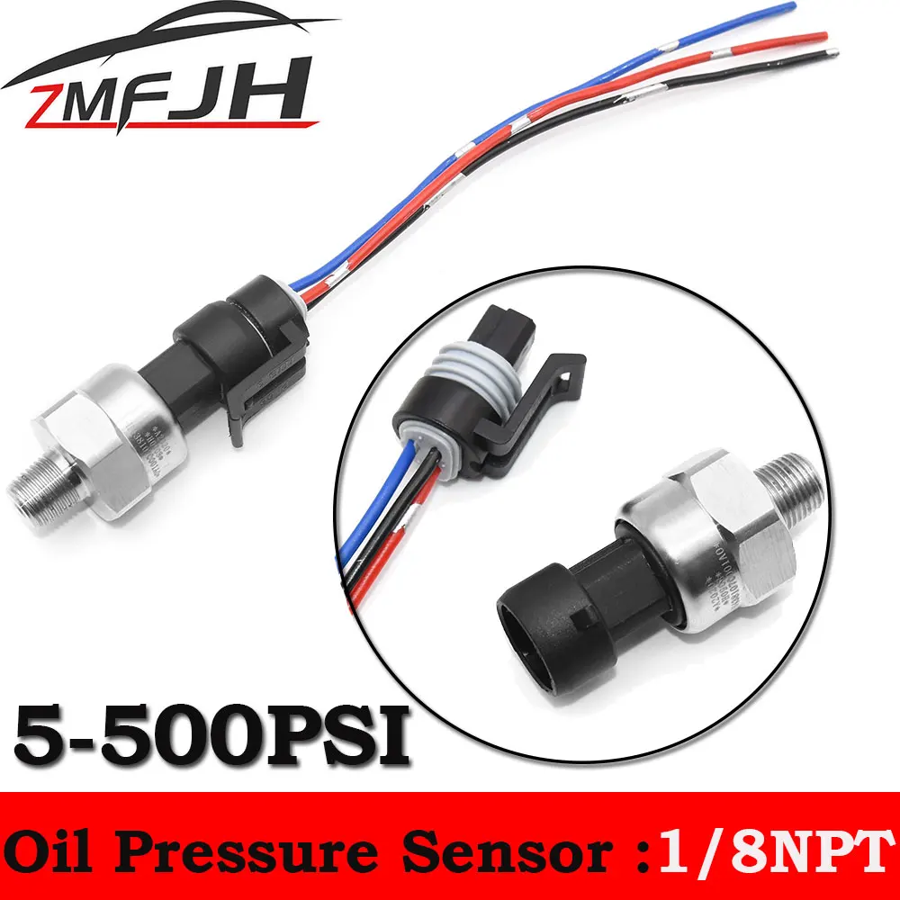 5V 1/8NPT Oil Fuel Air Pressure Transducer Transmitter Sensor Stainless Steel 5/15/30/60/100/150/200/300/500Psi Oil Pres Sensor