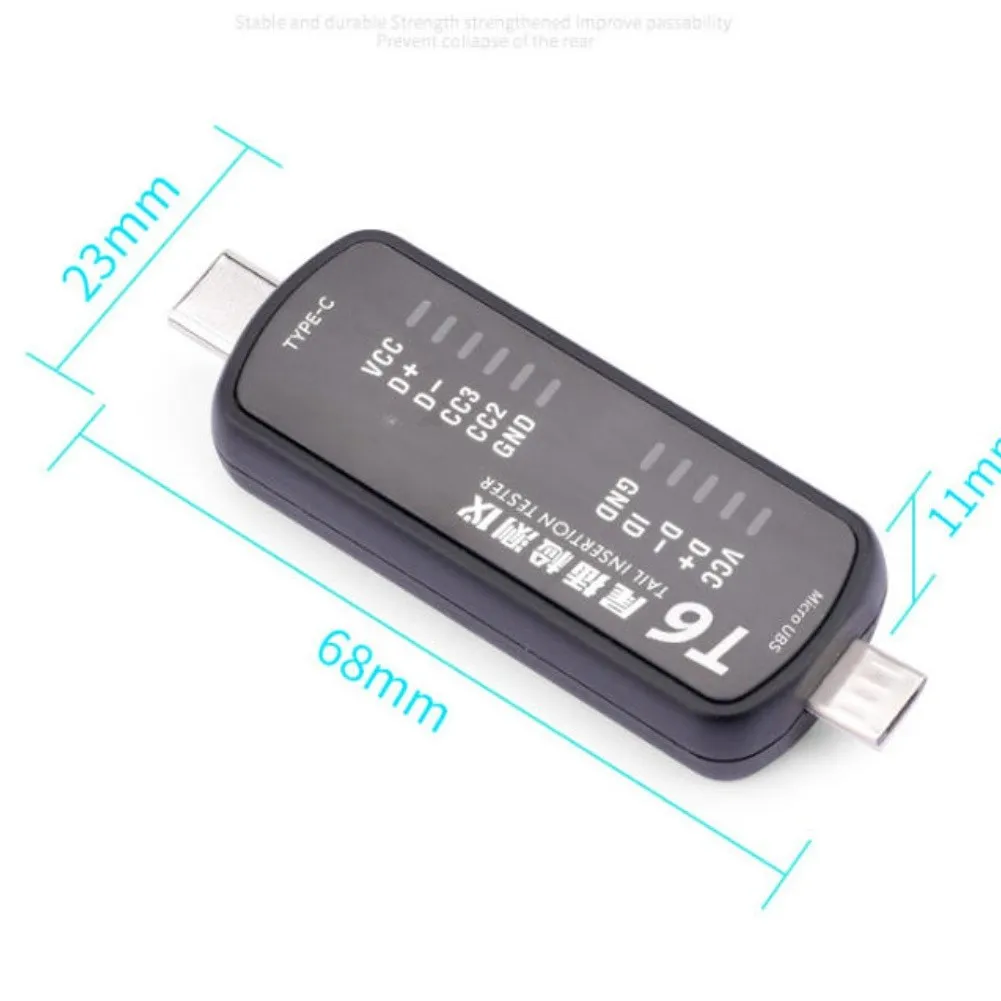 For T6 Tail Insertion Tester For Testing Tail Connector Cable With Type-C For Electrical Devices  Accessories Easy To Use