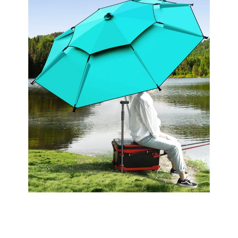 Portable Durable Without a baseDuty Double Layer UV Protection Waterproof Upgraded Black Coating Outdoor Fishing Umbrella Heavy