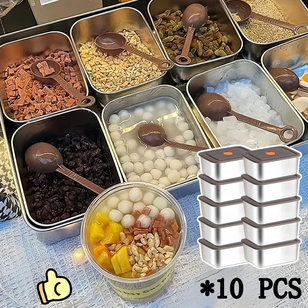 

10-Piece Set 550ml Stainless Steel Food Storage Containers with Sealed Lids Leak-Proof Stackable Fresh-Keeping Boxes for Outdoor