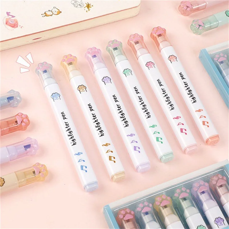 36 pcs/lot Creative Cat paw Pen Cute Drawing Marker Pens Fluorescent PenOffice School Supplies