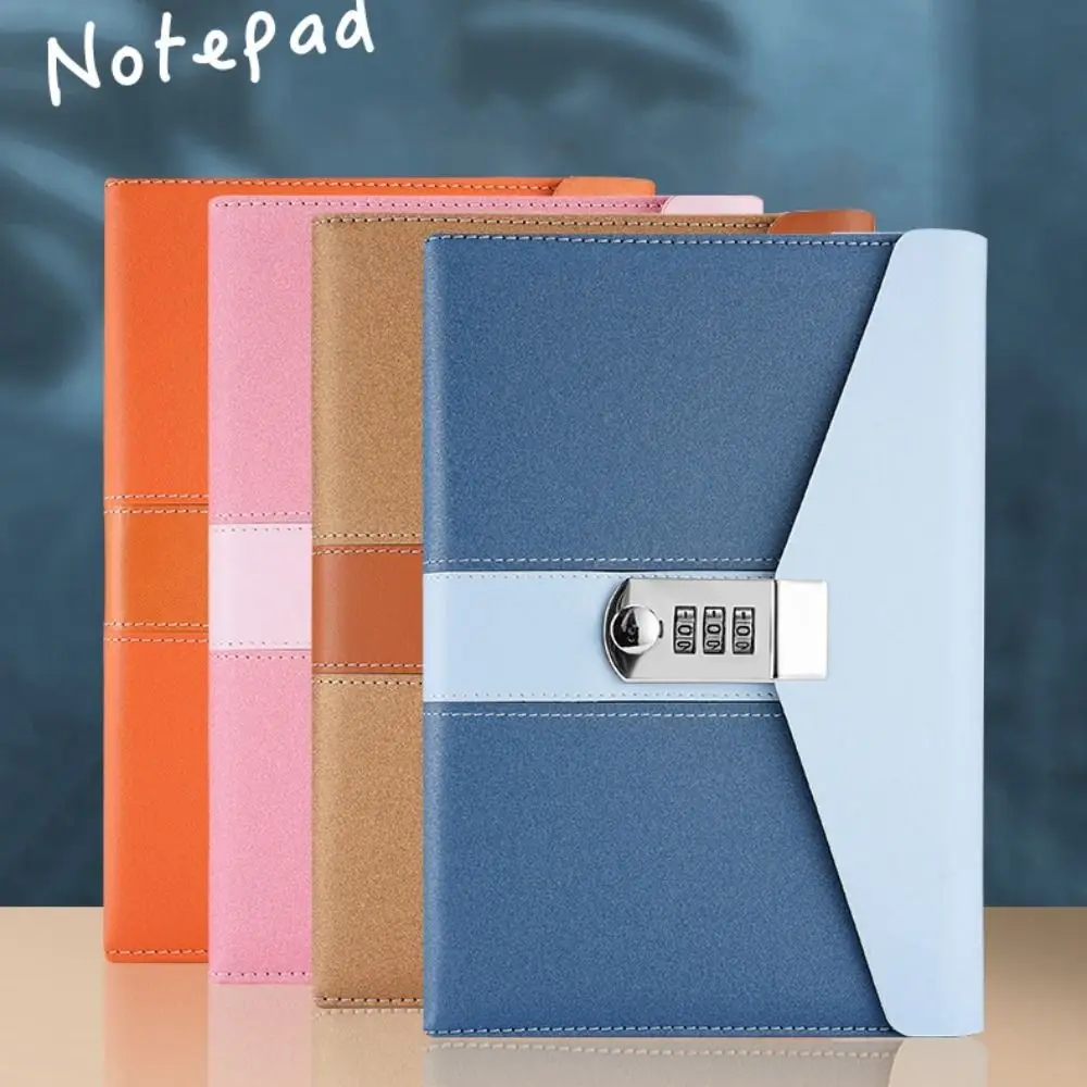 Dazzling Lockable Journal A5 Thickened Pages PU Leather Notebook Pearl Shine Horizontal Line Premium Quality Notepad Office