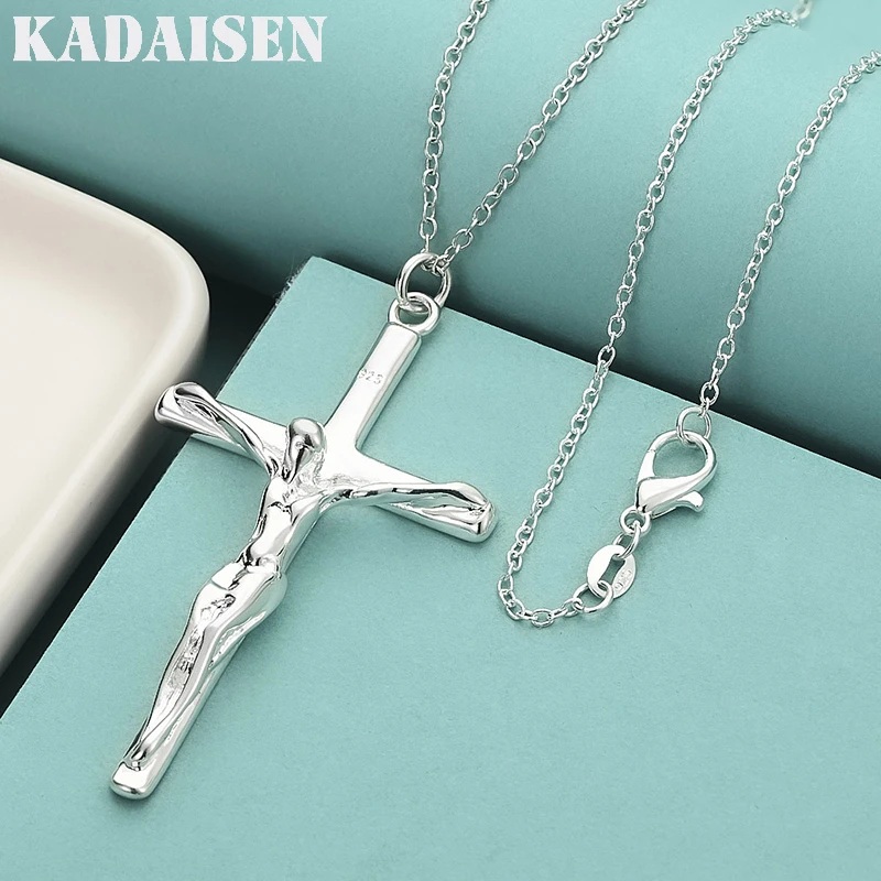 

925 Sterling Silver Cross Pendant 16-30 Inch Necklace Chain For Women Wedding Engagement Jewelry