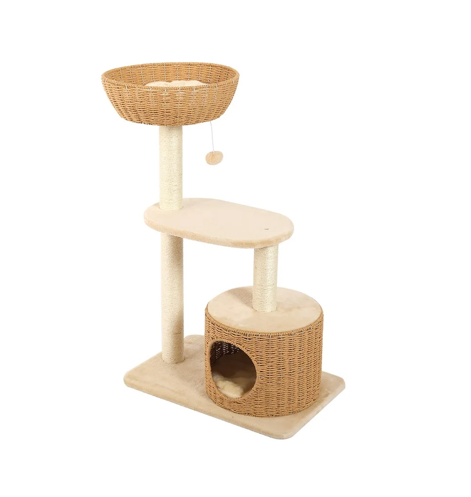 Catsoul Factory Wholesale Original Design Wood Cat Tree Tower Cat Climbing Tree For Indoor Cats Multi Layered Kitten Scratching