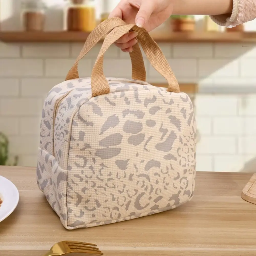 Portable Thermal Lunch Bag Ink Pattern Insulated Food Storage Pack Large Capacity Multi-purpose Handbag