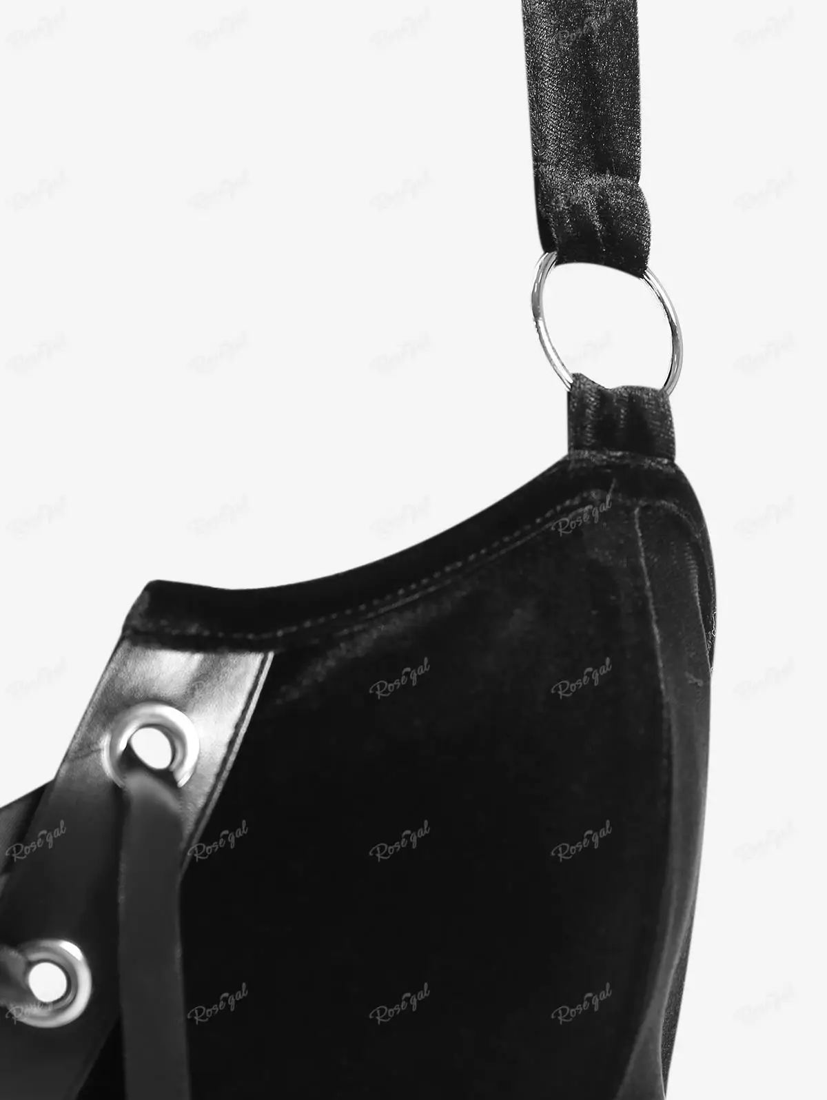 ROSEGAL ゴシック レースアップ グロメット ハイロー ベルベット ミディ ドレス