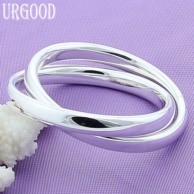 

925 Sterling Silver Smooth Double Big Circle Bangle For Women Man Party Engagement Wedding Romantic Fashion Jewelry Gift