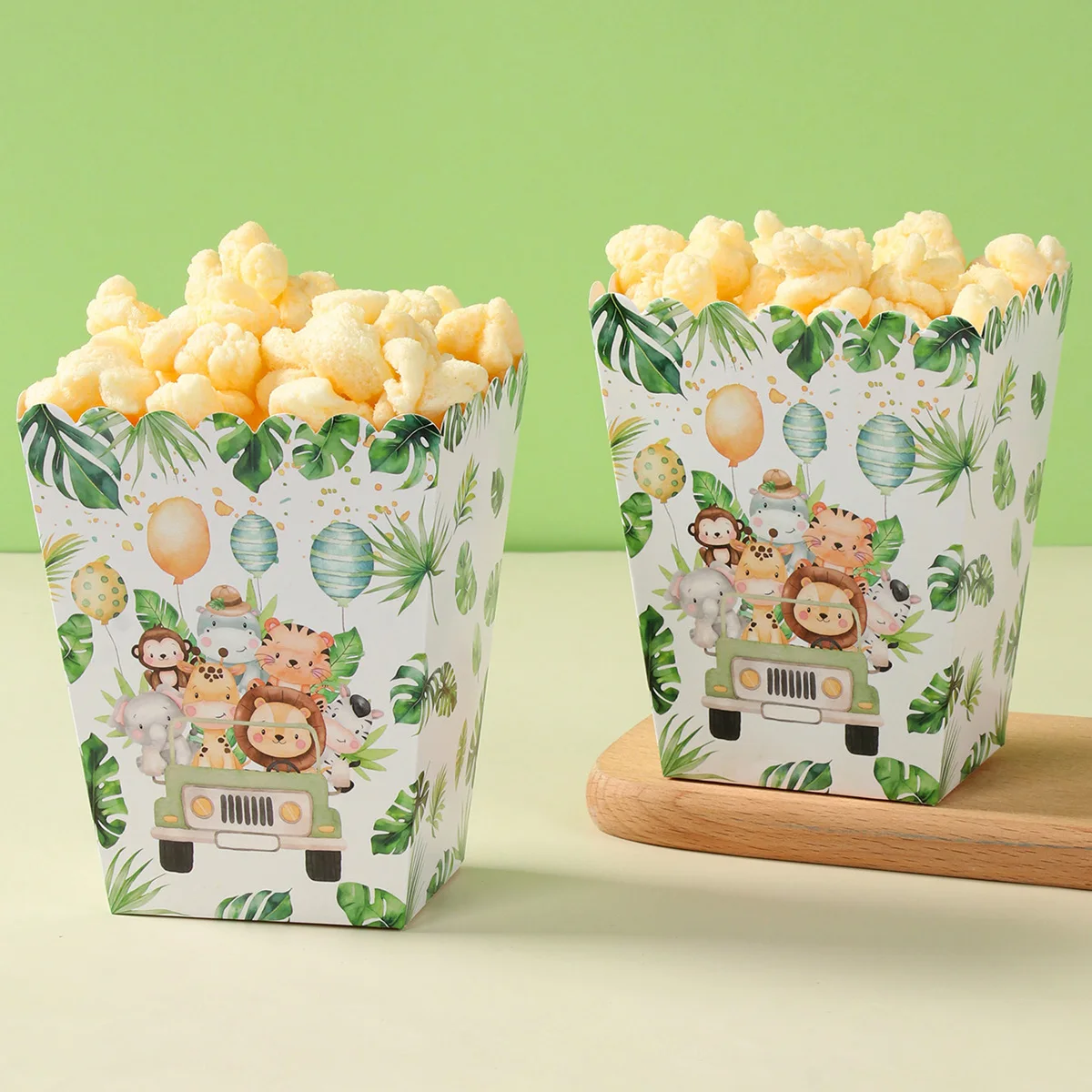 Jungle Animal Popcorn Boxes Zoo Treat Boxes Paper Jungle Theme Birthday Party Supplies Baby Shower Favor Movie Night Decorations