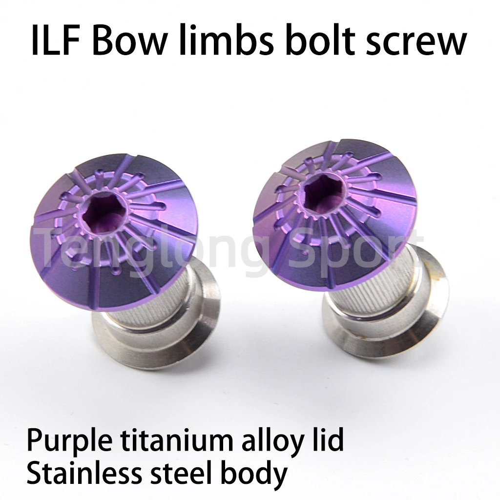 

ILF Bow Limbs Bolt Screw Titanium Alloy Cap Stainless Steel Body For Recurve Bow Archery Purple 2pcs